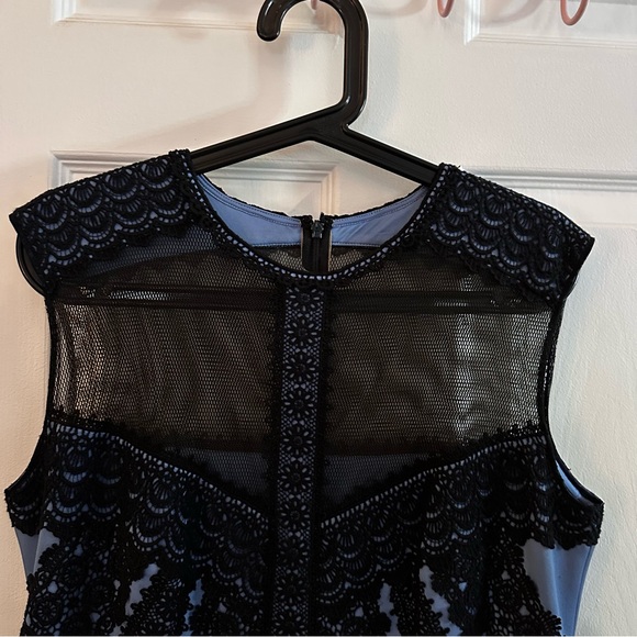 Tadashi Shoji - Women's, Blue/Black, Embroidered Sheath Dress, Sleeveless, 14 - Picture 8 of 14